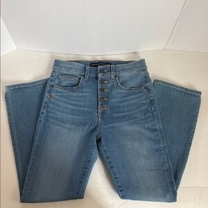 Veronica Beard Carly Kick Flare high rise button fly light wash five pocket jean